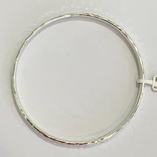Silver Light  Oval  Hammered Bangle - WB2H