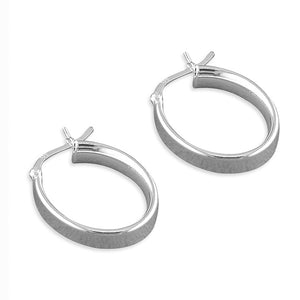 Sterling Silver Plain Oval Creole Hoops