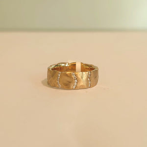 9ct Yellow Gold, 3 Channel Diamond Set Ring - DK29YG