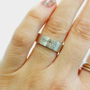 Silver Brushed Ring with a Diamond Channel