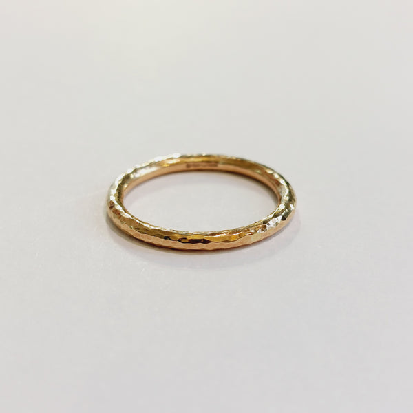 9ct Rose Gold 2mm Halo Ring - Hammered