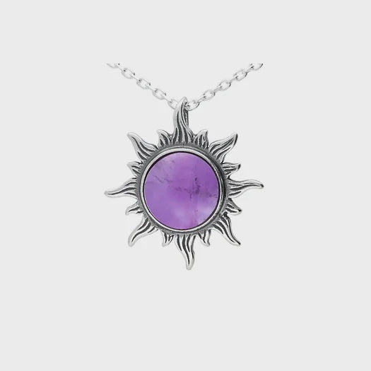 Amethyst & Silver Sun Necklace