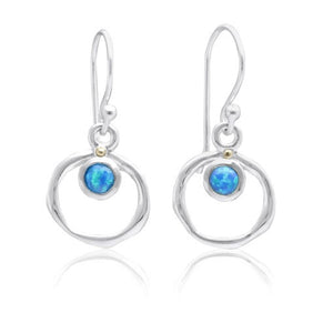 Silver & Blue Opalite Circular Drop Earrings