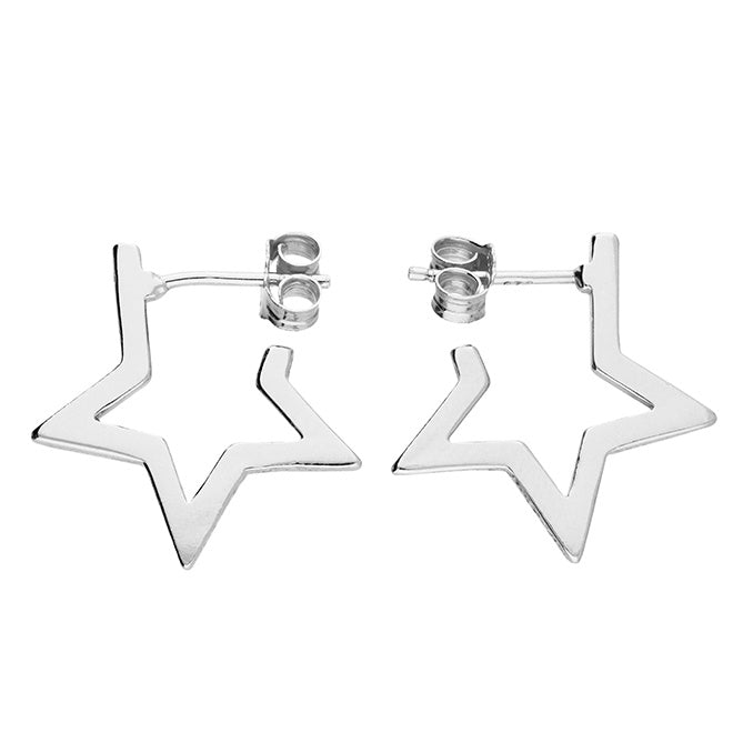 Silver Star-Shaped Hoop Earrings