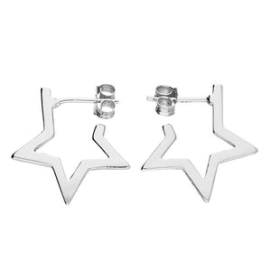 Silver Star-Shaped Hoop Earrings