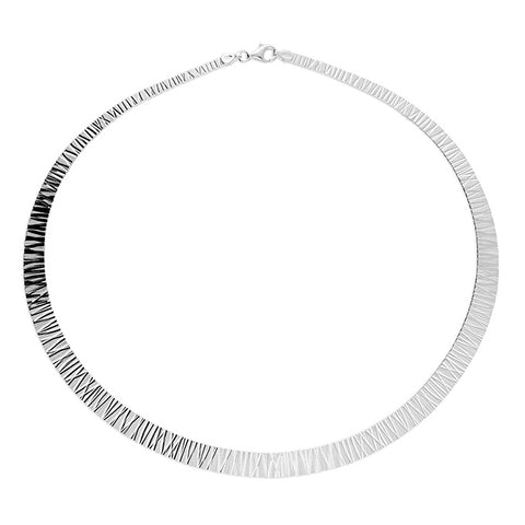 Sterling Silver Dia Cut Flat Strap necklace