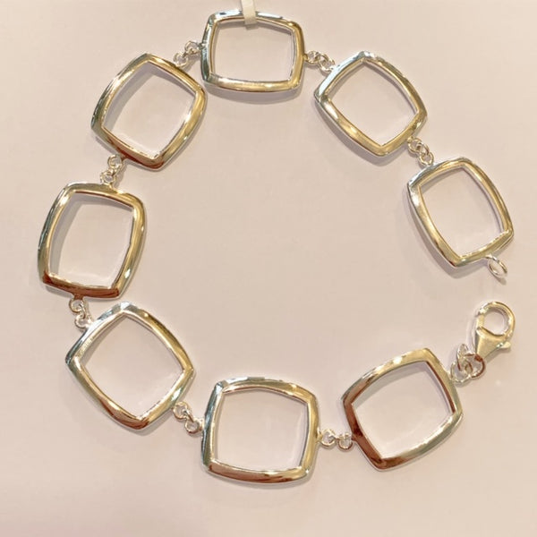 Sterling Silver Geometric Squares Bracelet