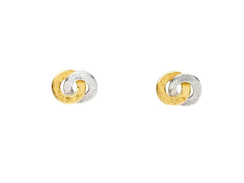 'Orbit Duo' Silver & 22ct Gold Stud Earrings