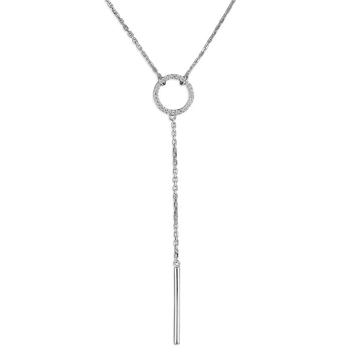 Sterling Silver Circle Bar Drop Necklace