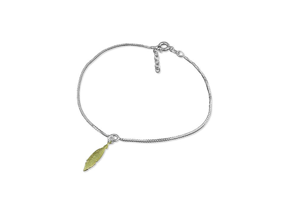Sterling Silver & 18ct Gold Plated Feather Anklet