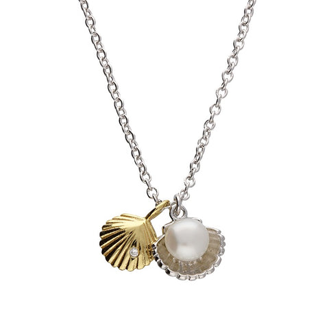 Sterling Silver Oyster Shell Charm Necklace