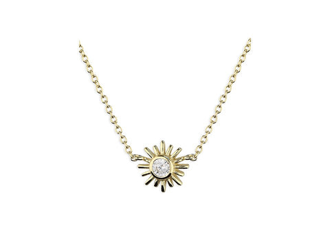 18ct Gold Plated Sparkly Golden Sun Necklace