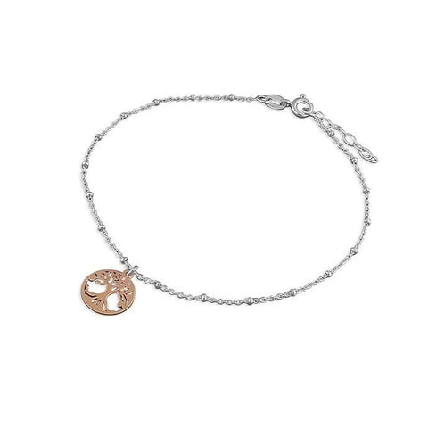Rose Gold Tree of Life Charm Anklet