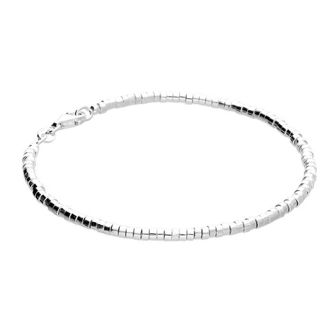 Small Flat Bead Sterling Silver Bracelet