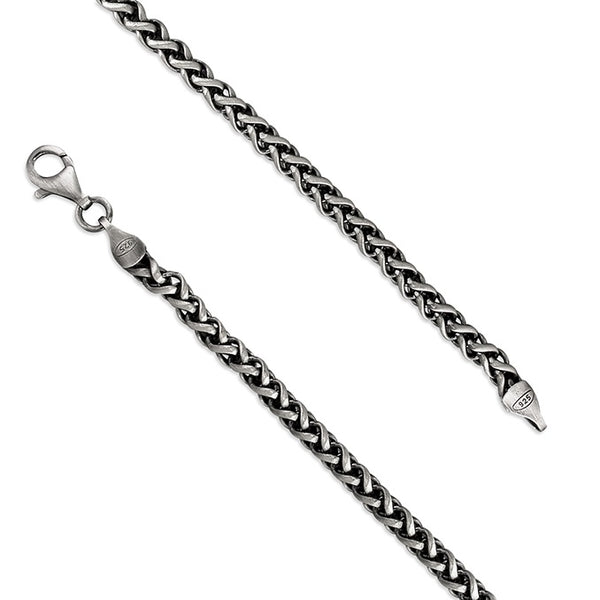21cm Wheat Oxidised Chain Bracelet - Sterling Silver