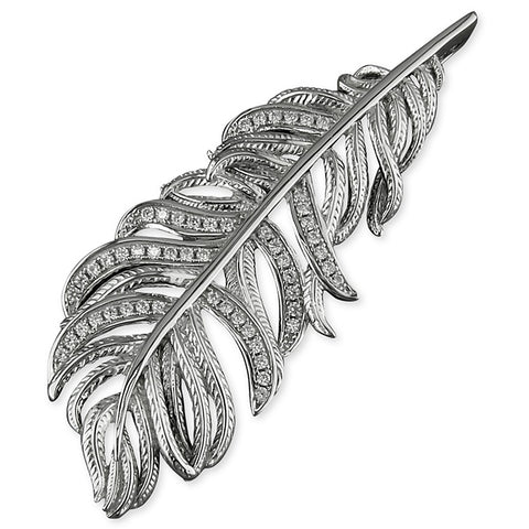 Sterling Silver Textured Feather Necklace