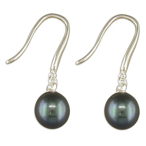 Sterling Silver Black Pearl Drop Earrings