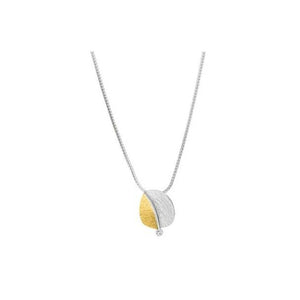 Silver & gold pendant necklace with 0.03ct diamond