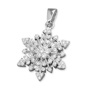 Sterling Silver Vintage diamante Snowflake Necklace
