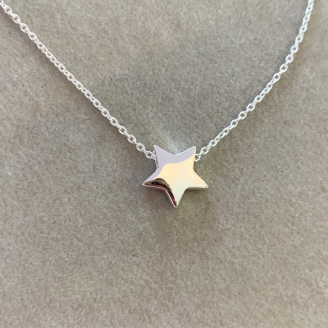 Sterling Silver Sliding Star Bead Necklace