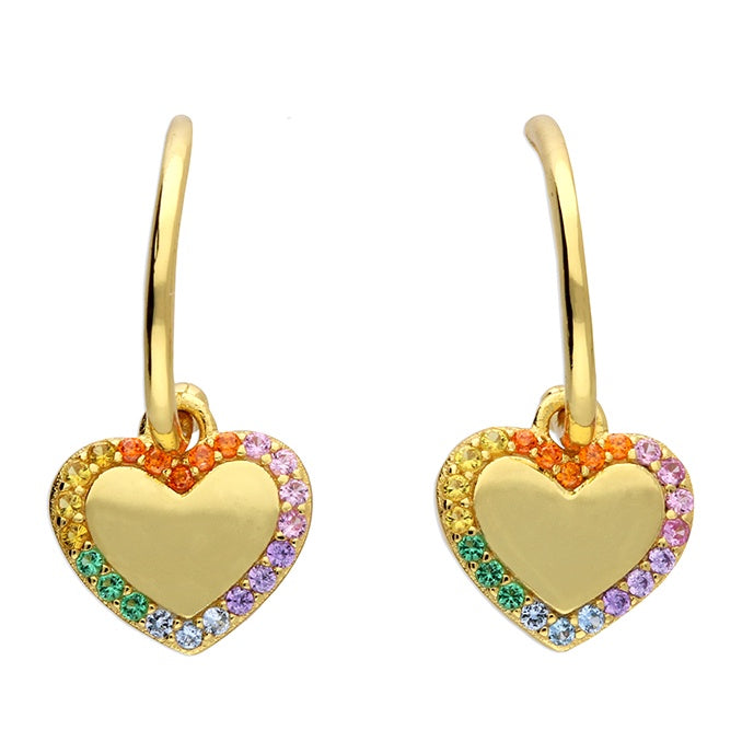 18ct Gold-Plated Rainbow Heart Hoops