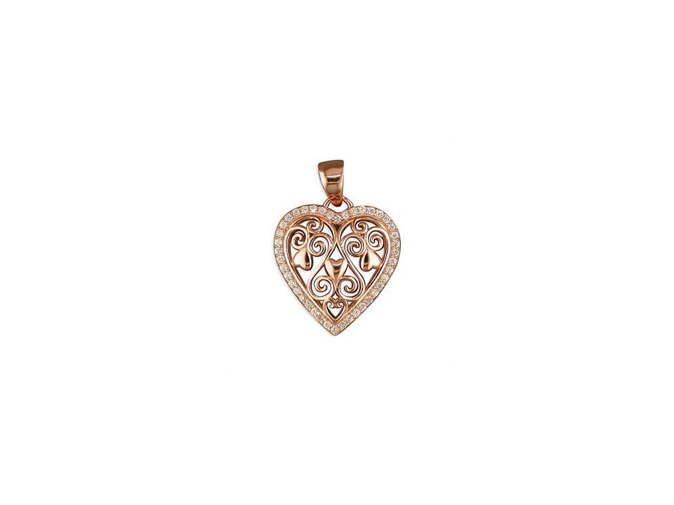 Rose Gold Plated Filigree Heart Necklace