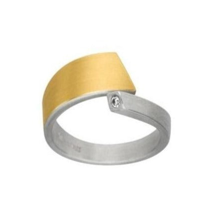 Silver & Gold Wrap Ring with 0.03ct Diamond