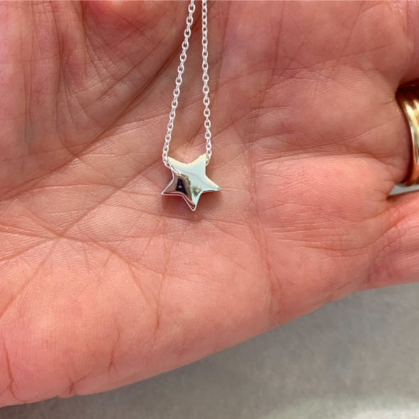 Sterling Silver Sliding Star Bead Necklace