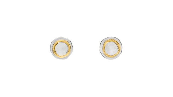 'Organic Solaris' Silver & 22ct Gold Stud Earrings