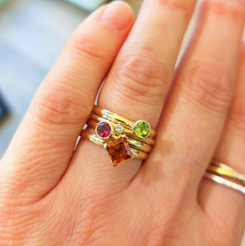 9ct Yellow Gold 5mm Square Madeira Citrine Stacking Ring