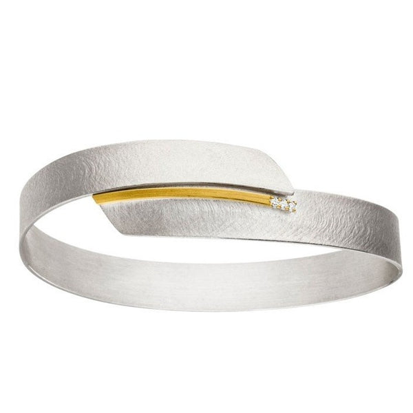 Silver Bangle with 3 diamonds of 0.012cts