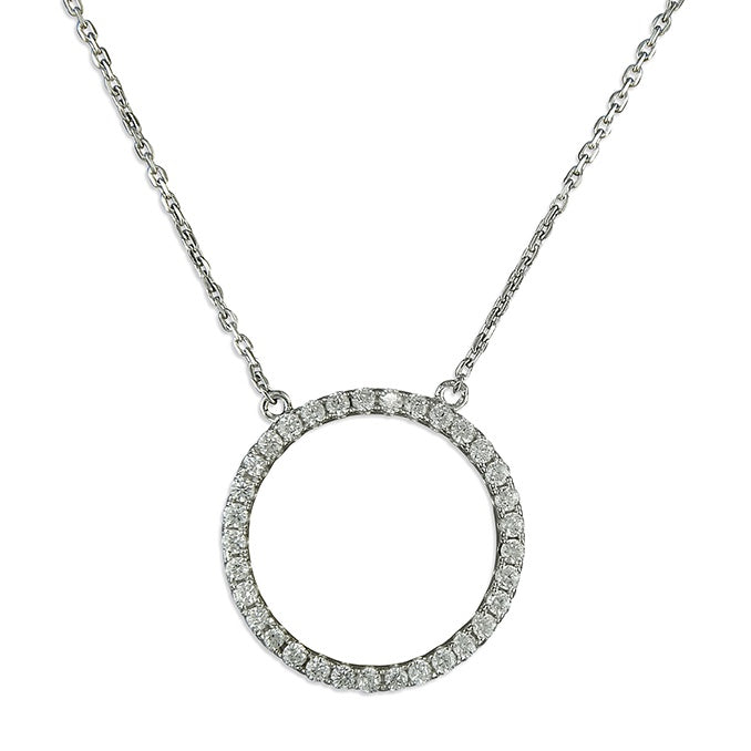 Sterling Silver CZ Circle Of Life Necklace