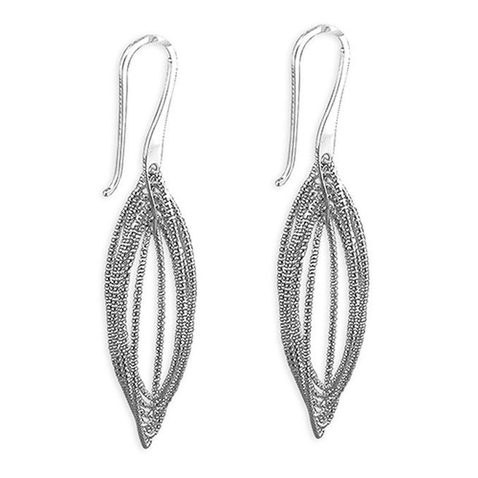 Sterling Silver Large Chain Oval Pointed Drops