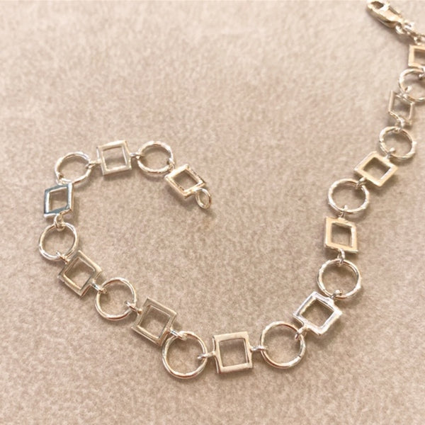 Sterling Silver Squares & Circles Bracelet