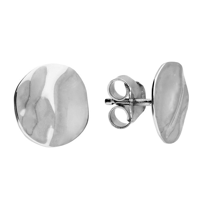 Sterling Silver Textured Disc Studs