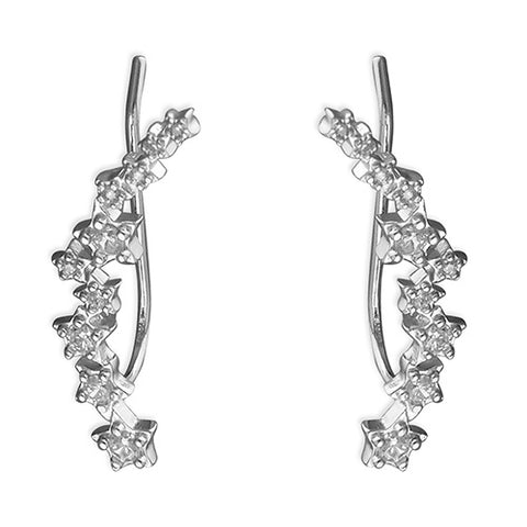 Sterling Silver Multi-Star Zirconia Climber Earrings