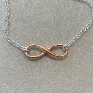 Sterling Silver &  Gold Mix Infinity Symbol Necklace
