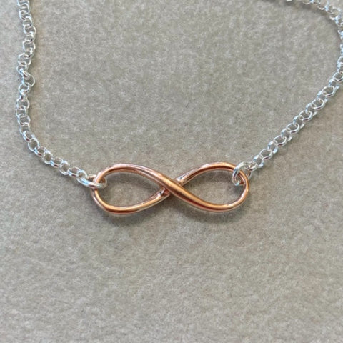 Sterling Silver & 18ct Gold Plated Infinity Symbol Necklace