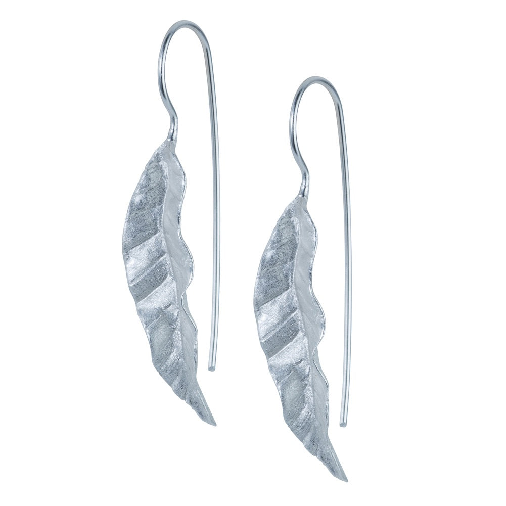 Silver Banana Leaf Earrings