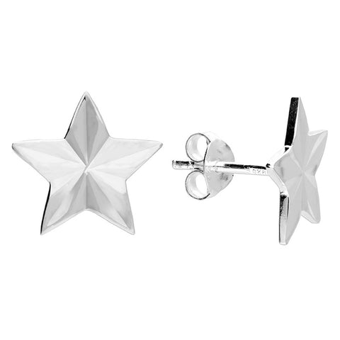 Sterling Silver Dia Cut Star Studs
