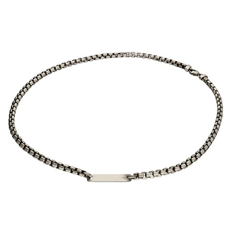 Oxidised sterling Silver Heavy ID Bar Necklace