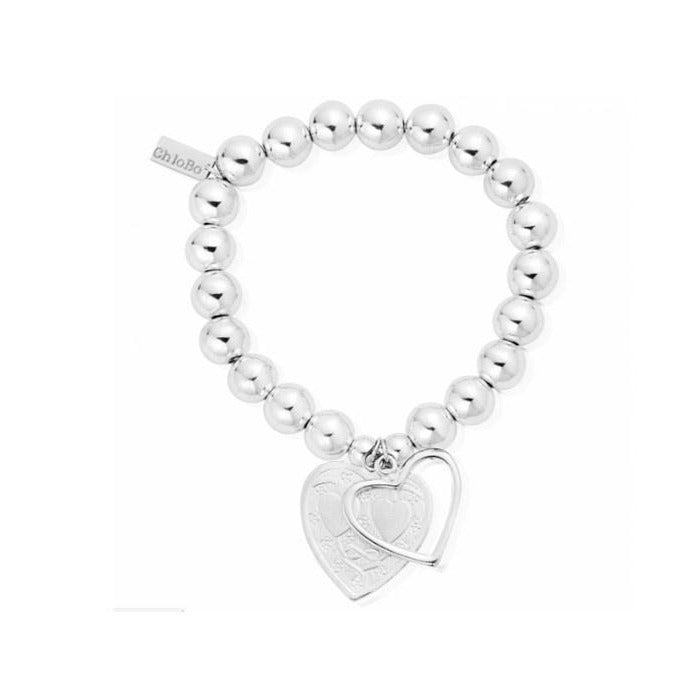 ChloBo Medium Bead & Decorated Heart Silver