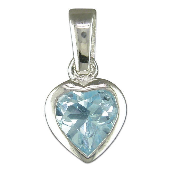 Blue Topaz & Sterling Silver Heart Pendant