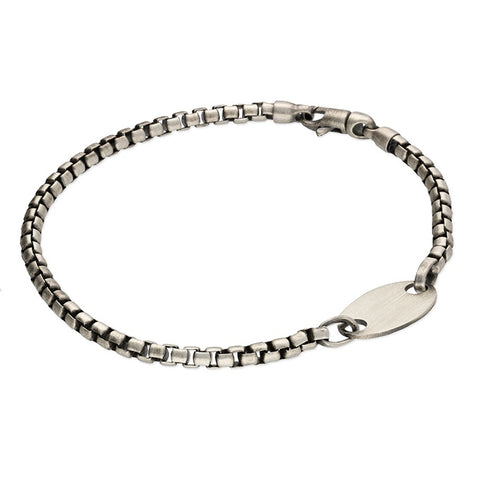 Oxidised Sterling Silver Chain & ID Bracelet