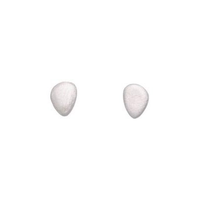 Brushed Silver Pebble Stud Earrings