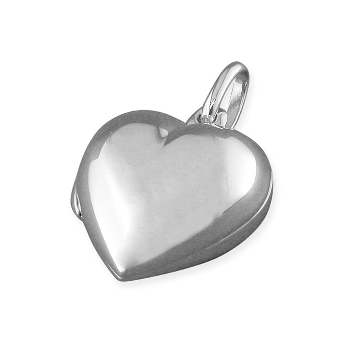 Sterling Silver Puffed Heart Small Locket Necklace
