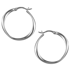 Sterling Silver Oval Twisted Hinged Hoops