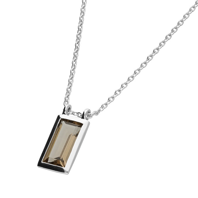 Sterling Silver Smoky Rectangular Necklace