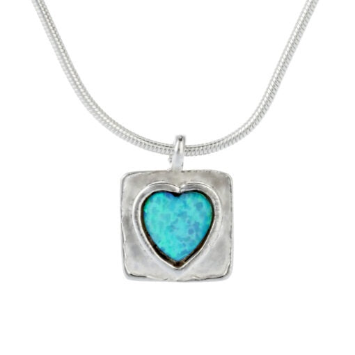 Silver Heart & Opalite Necklace
