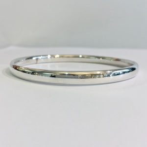 Silver Med Oval Wire Polished Bangle - WB4S